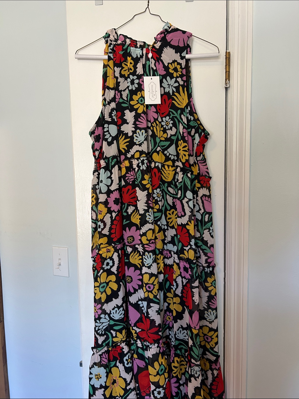 Mud Pie Black Floral Maxi With Colorful Blooms